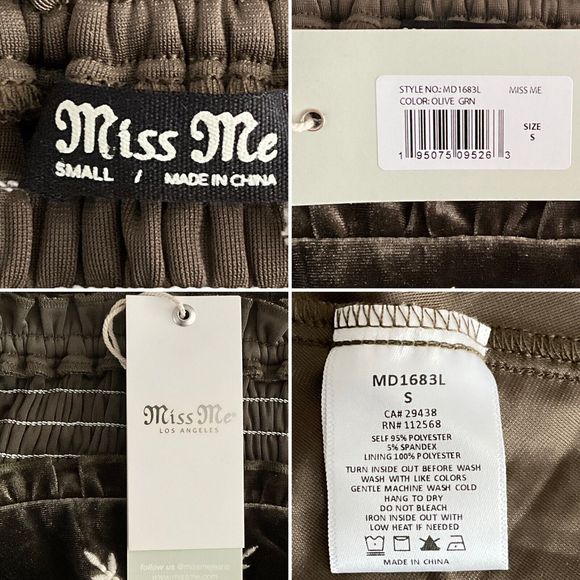 Miss Me Dress Olive Green Velvet Embroidered Bodice Bell Sleeve Mini S - Picture 5 of 12